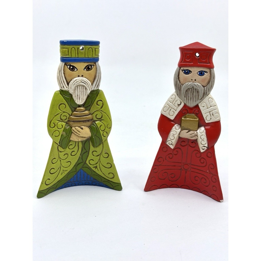 2 Mid Century Wise Men-mod Nativity Ceramic Christmas Ornaments